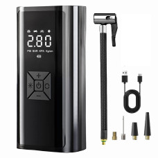 Компресор для шин портативний з LED-дисплеєм, функцією Power Bank і вбудованим ліхтариком 6000 мА·год