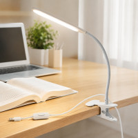 Акумуляторна настільна LED-лампа 24LED на прищіпці з гнучкою ніжкою та USB-заряджанням