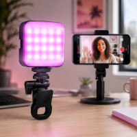 Кліпсовий RGB-світильник AY-83 для фото та відео, акумуляторна LED-лампа з Type-C